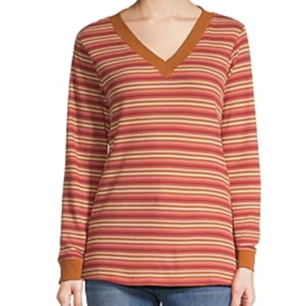 St. John's Bay Womens V Neck Long Sleeve Thermal Top Size 1X New With Tags!